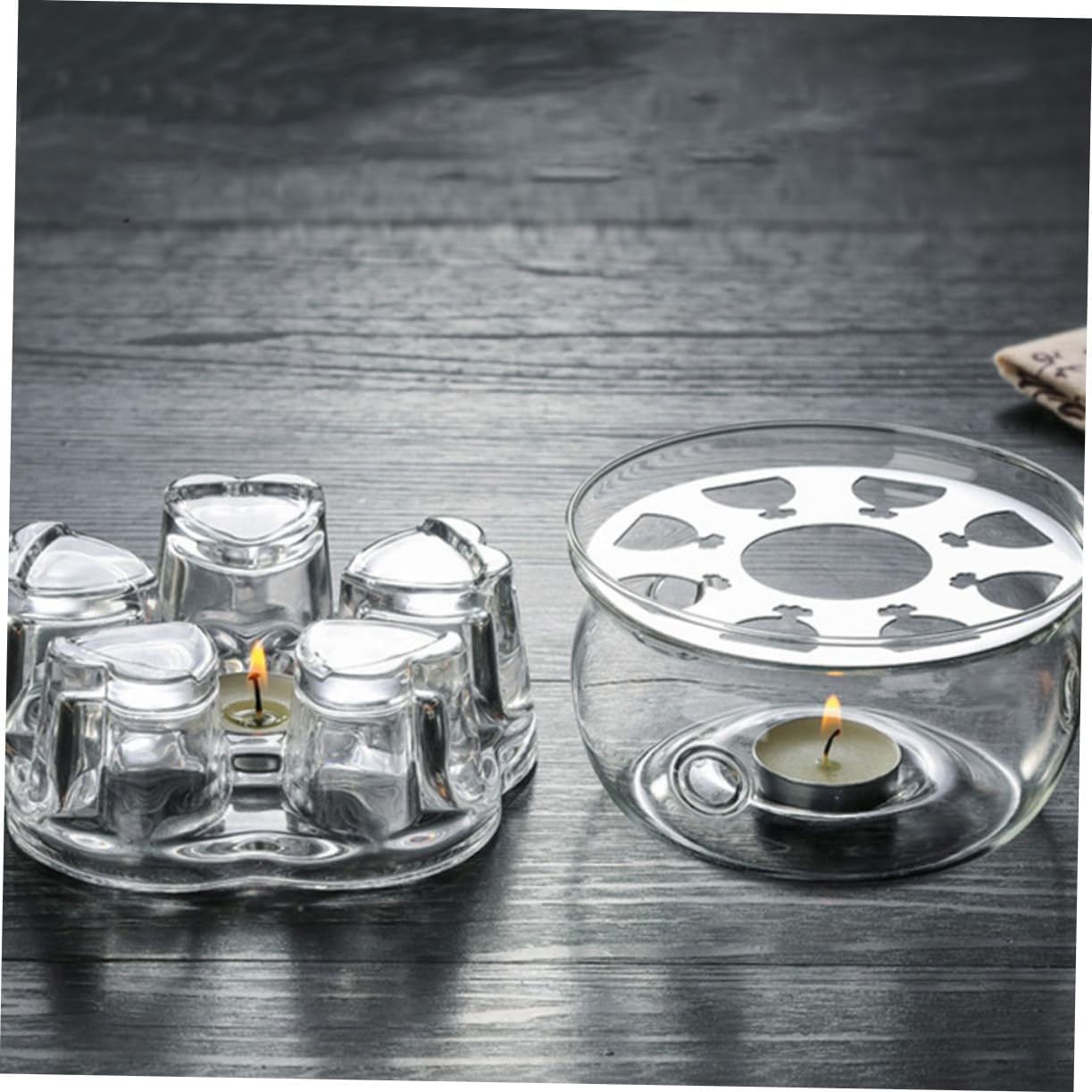 Glass Heart Base Tea Pot Warmer Stylish Insulated Heating Base for Glass Teapots Creative Design for Keeping Tea Warm and Functional Use