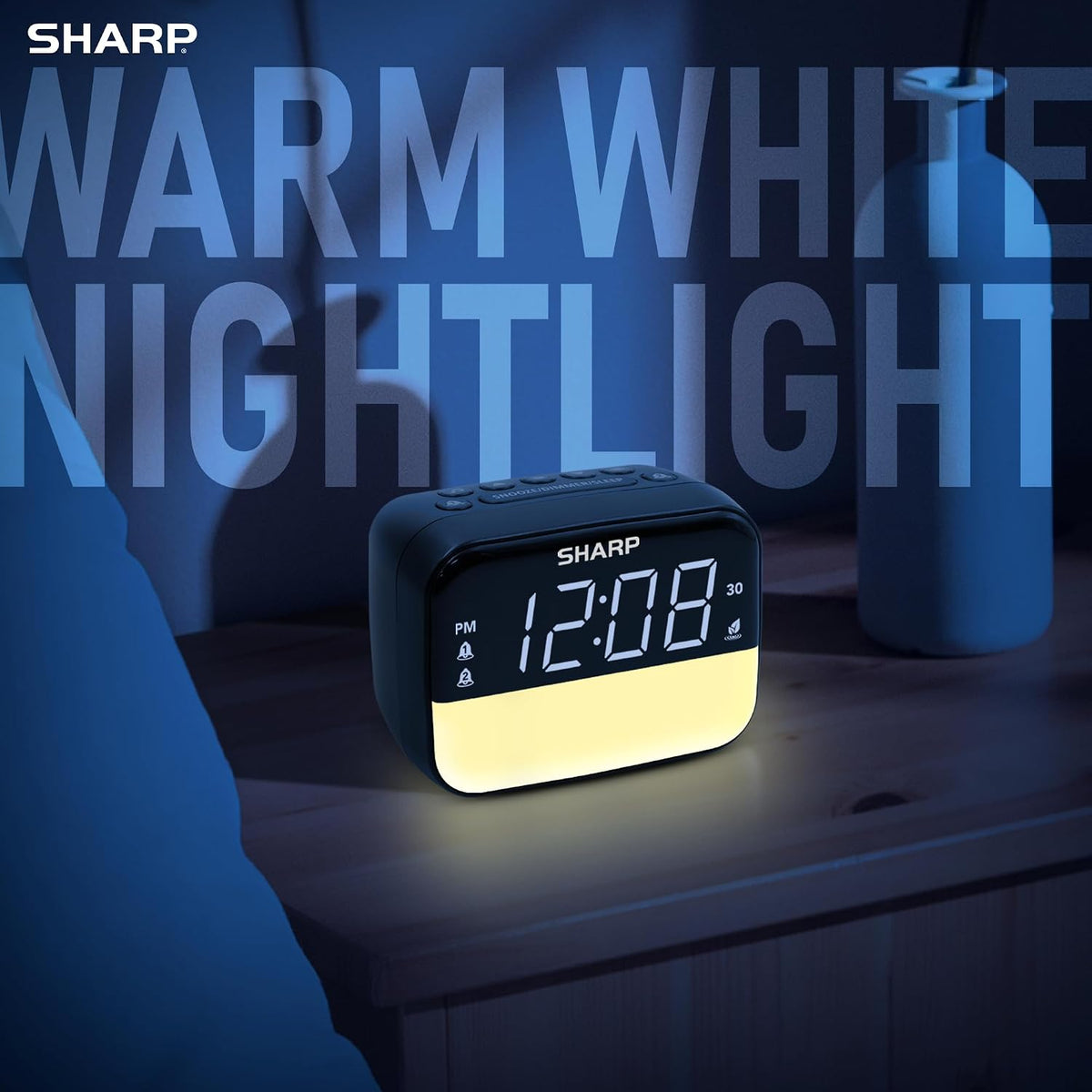 Sharp RGB Alarm Clock with Bluetooth Speaker, Sleep Sounds, Night Light