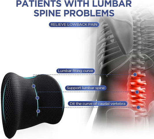 Lumbar Support Pillow for Office Chair, Memory Foam Car Back Cushion