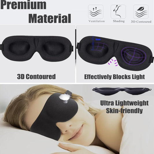 Soft 3D Blackout Sleep Eye Mask 1 Pack for Side Sleepers, Men,Women ,Adjustable Velcro, Night Blindfold,Travel Relaxation (Black)