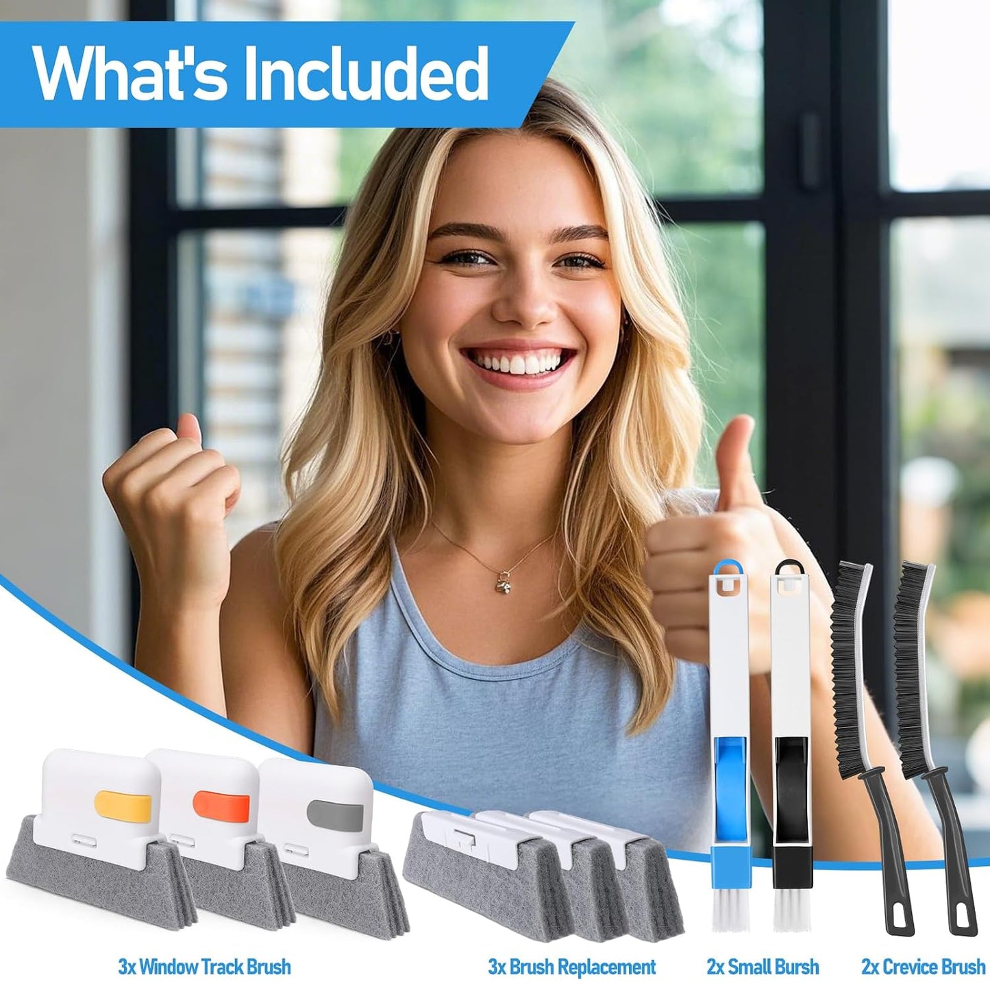 Palksky Window Track Cleaner Set, Window Groove Cleaning Brush Tools, 7PCS
