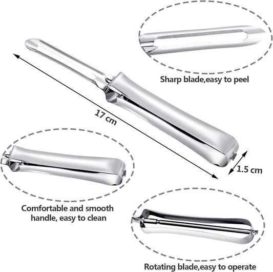 Mudder 5 Pieces Vegetable Fruit Peelers Stainless Steel Rotary Peelers Carrots Potatoes Peeling Tools for Home and Kitchen, with Ergonomic Safety and Control Handle