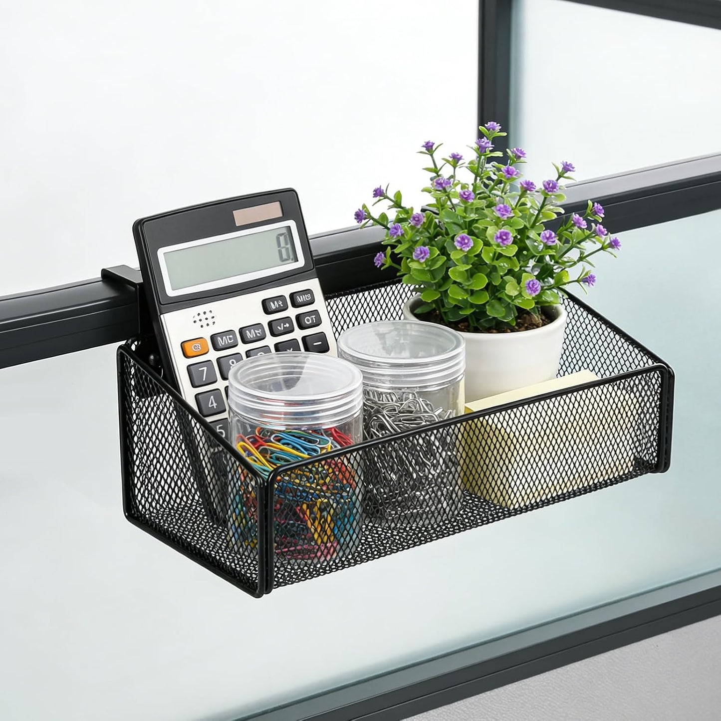Bedside Caddy Hanging Storage Basket No-Drill – Large Capacity Beside Shelf Metal Organizer for Bunk Bed, Dorm, Office Cubicle, Baby Crib, Includes 5 Pairs Hook Sizes, Holds Phone, Books, Remote