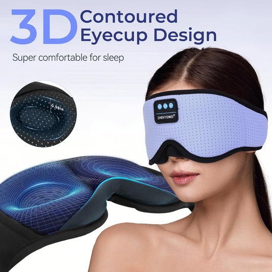 Eye Mask Bluetooth Headphones, 3D Contoured Zero Pressure Sleeping Masks | 100% Blackout Eye Cover Breathable Sleeping Mask with Bluetooth Headphones for Side Sleepers Wireless Earphone for Women Men