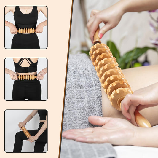 KintKita Wood Therapy Massage Tools,Wooden Lymphatic Drainage Massager, Cellulite Remover Body Sculpting Tool for Cellulite Reduction,Muscle Tension Release,Body Contouring-12 * 6 in