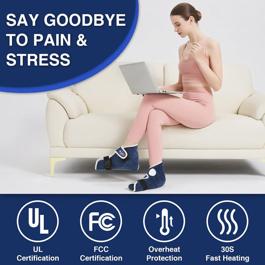 Foot and Ankle Heating Pad for Plantar Fasciitis, Electric Feet Warmers | Auto Shut Off Double Sided Heated Feet Warmer with Wired Control for Day and Night Use to Relieve Achilles Tendonitis(2-Pack)