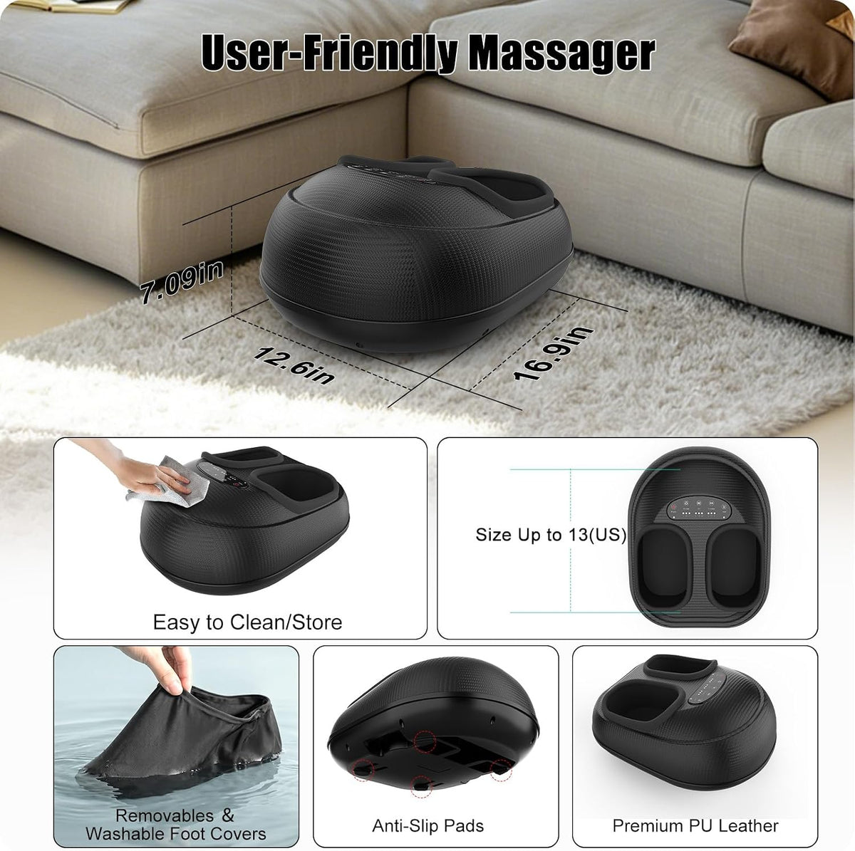 CARESKY Shiatsu Foot Massager Machine with Heat : Deep Kneading Foot Massage with Vibration & Compression for Plantar Fasciitis & Neuropathy Pain Relief, Deep Tissue Foot Massager