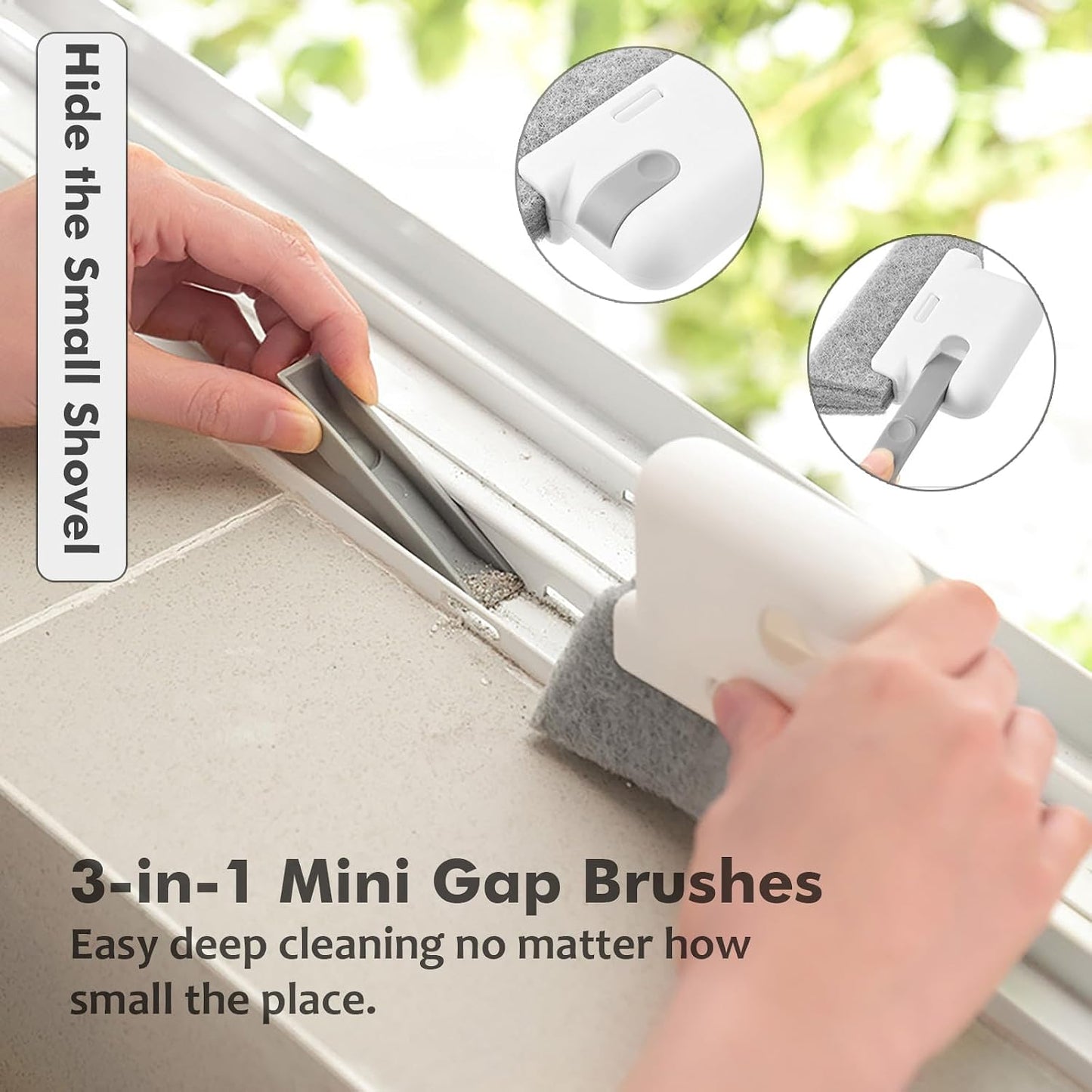 Window Cleaning Brush,Multifucation Groove Cleaning Brush for Household Use, 3 in 1 Window Sliding Door Track Cleaner, Sill, Tile Lines, Shutter, Car Vents, Keyboard, Small Spaces Clean Kit