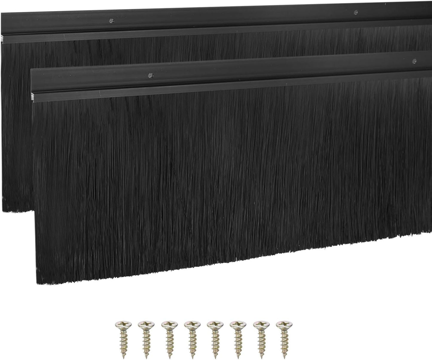 M METERXITY 2Pack Door Sweep - 39" Door Bottom Brush Heavy Duty Seal Draft Stopper Aluminum Base with 20mm Brush, Adhesive/Screw Installation for Interior/Exterior/Garage/Sliding Doors, Black