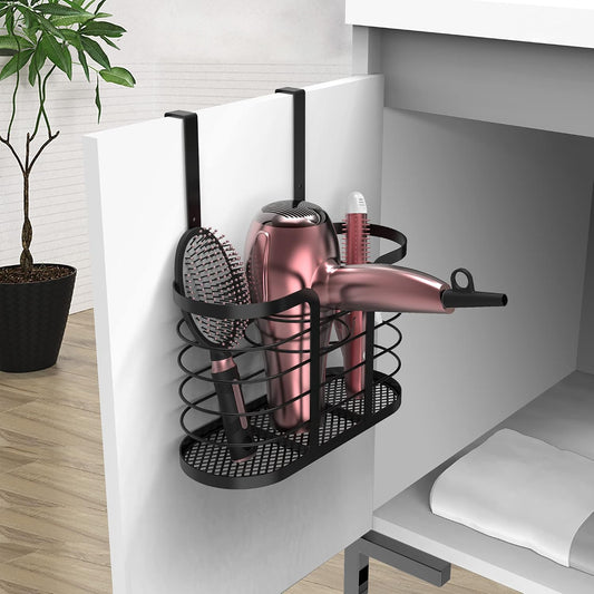 YIGII Hair Tool Organizer, Cabinet Door Storage Basket, Bathroom, Black | Storage for Hair Dryers, Flat Irons and Curling Tools, Space-Saving Cabinet Design for Bathroom Styling Tools