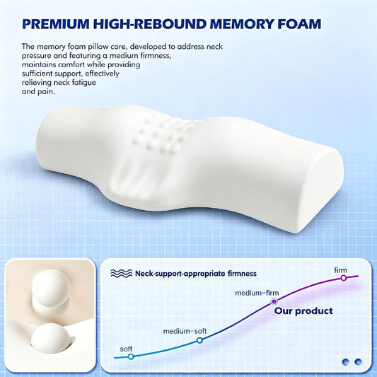 Cervical Neck Roll Pillow for Neck Pain Relief, High-Density Memory Foam Sleeping Decompression Support, Shoulder Relaxer & Neck Bolster (Adult Size)
