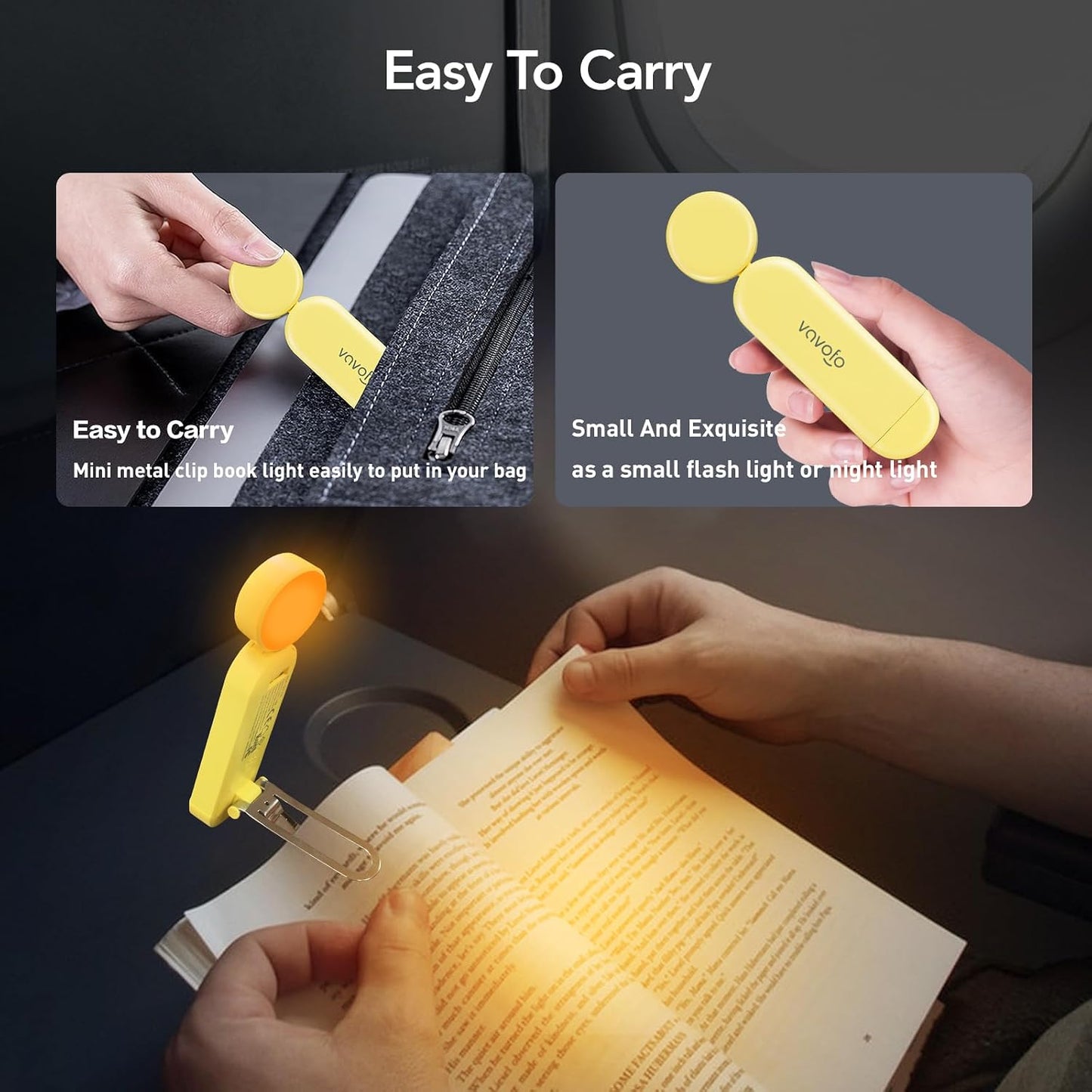 VAVOFO USB Rechargeable Bookmark Reading Light, Blue Light Blocking Amber LEDs for Bedtime Reading - Clip On, 9 Lighting Modes
