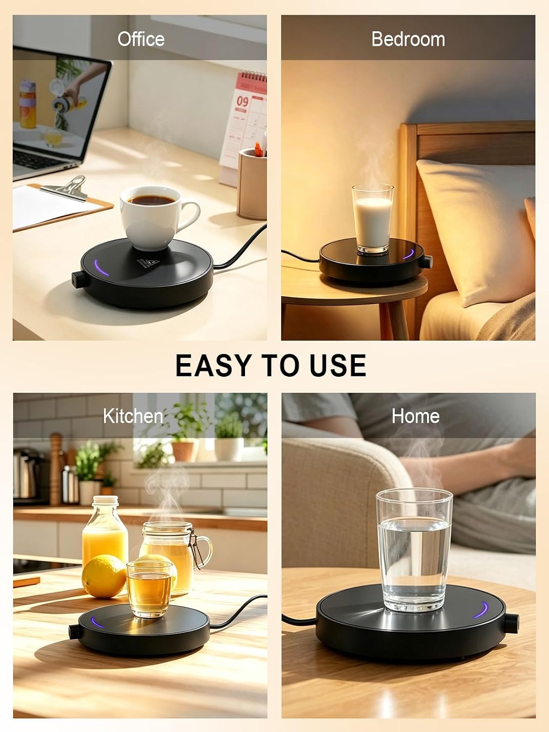Coffee Mug Warmer, Smart Candle Warmer, Ideal Gifts for All Beverage | Fast Heating | 3 Temp Settings | 4H Auto Shut Off | LED Light | Ideal for All Cups | Ideal for Coffee Tea Water and Milk