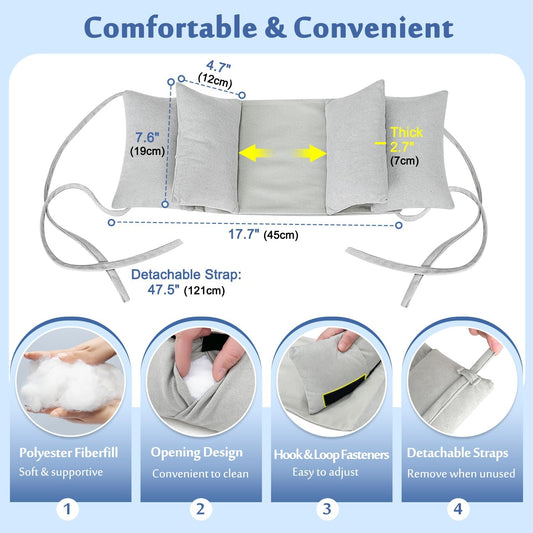 Head Stabilizer, Head Support Pillow for Elderly – Back Sleeping Aid for Post Surgery Recovery, Recliner & Wheelchair Headrest Cushion, Adjustable Neck Cradle (Grey)