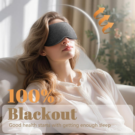 Sleep Mask for Men Women - 100% Blackout Eye Masks for Sleep, Zero Pressure 3D Sleeping Mask, Adjustable Light Blocking Eye Cover Blindfold for Travel, Nap, Night Work, Office - Gray