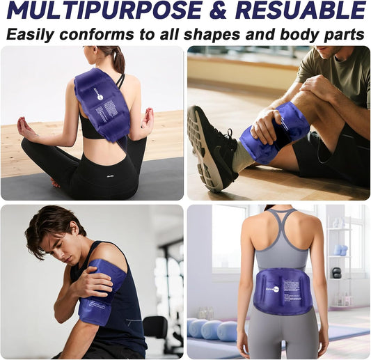 AiricePac 16 × 9" Large Ice Pack for Injuries Reusable Gel for Lower Back, Shoulder, Knee, Elbow, Hip, Leg, Soft Flexible Cold Compress for Pain Relief