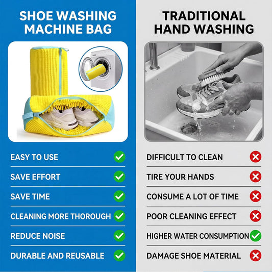 2-Pack Shoe Washing Machine Bag, Microfiber Chenille Laundry Bag for Sneakers - Self-Locking Zipper, 360° Deep Clean, Noise Reduction, Fits All Shoe Sizes, for Tennis Running & Kids Shoes