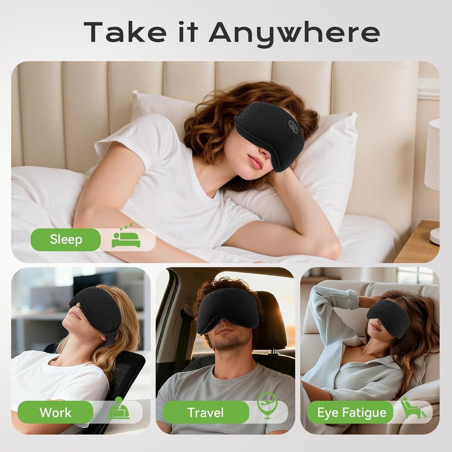 2 in 1 Heated & Cooling Gel Eye Mask - Cooling Eye Mask for Migraine Headaches Relief - Cordless Heated Eye Mask for Dry Eyes 3 Heat Settings Warm Compress for Stye Eye Treatment Washable Pad Cover