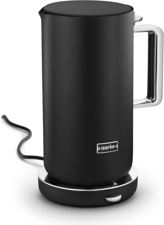 Aarke Kettle - Electric Stainless Steel Tea Kettle 1.2L (40oz), Steel | Temperature Control, Non-Drip Spout, Double-Wall Construction, Dry Boil Protection, Heat-Safe Handle, LED Cool-Down Indicator