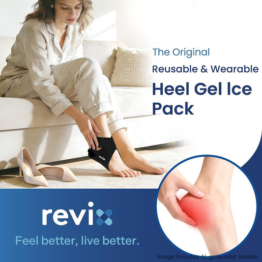 REVIX Heel Ice Pack Wrap for Plantar Fasciitis & Achilles Tendonitis, Gel