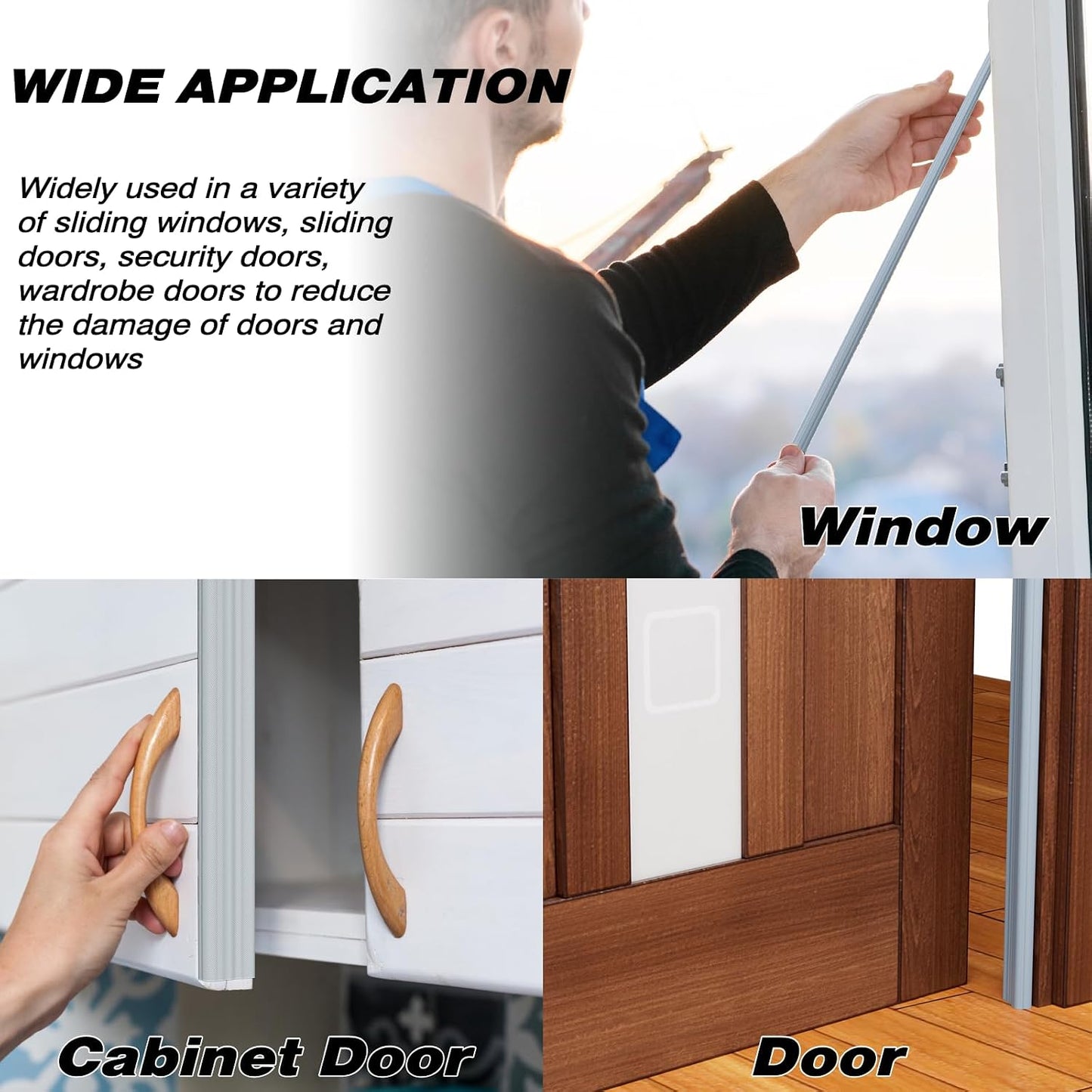 196" White Wedge Weather Stripping Door Seal, Foam Door Gap Seal | Noise & Draft Blocking, Windows & Doors Winter Insulation, Door Frame Soundproofing, Self Adhesive Weatherstrip Tape