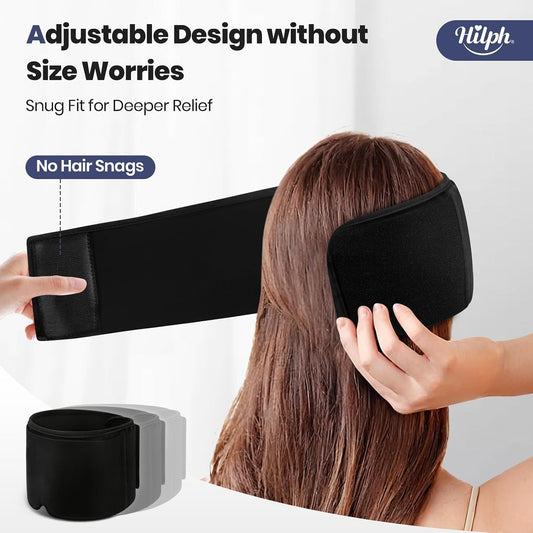 Hilph Adjustable Migraine Relief Cap, Headache Hat with Thickened Gel | Reusable, Flexible Gel, 360° Cold Compression Therapy Wrap for Tension, Stress, Sinus & Hangover Relief, Gift for Women Men