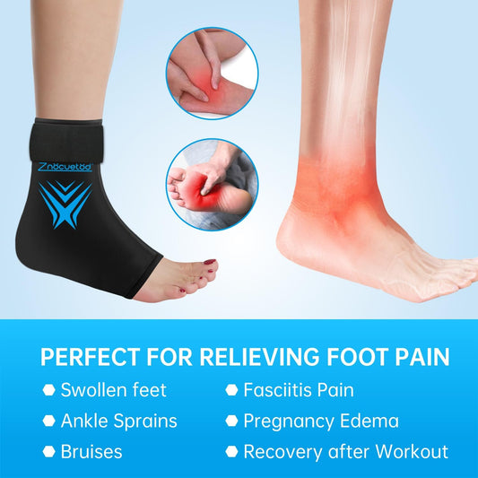 Ankle Ice Pack Wrap for Swelling, Reusable Foot Heel Gel Ice Pack for Injuries Sprained, Hot Cold Therapy Sock Compression for Plantar Fasciitis Pain Relief, Achilles Tendonitis