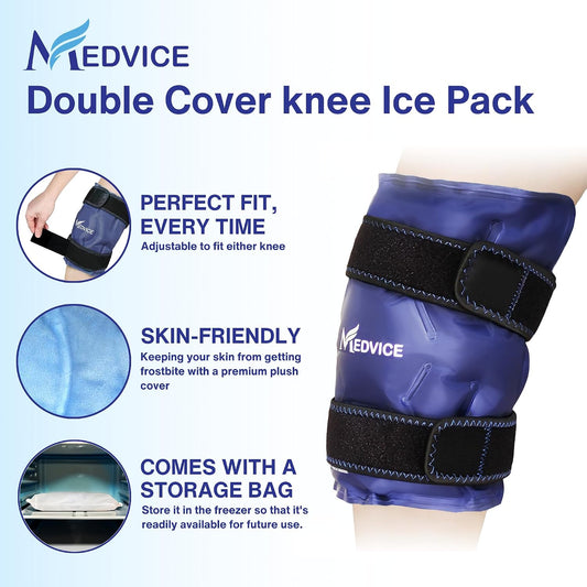 Medvice Knee Ice Pack Wrap with Cold Compression for Pain Relief, Swelling