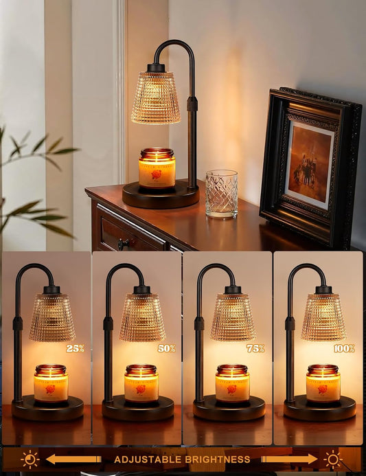 Gold Candle Warmer Lamp with Timer Home Decor Gifts for Women | Dimmable Candle Warmer for Jar Candles, Height Adjustable Wax Warmer,Birthday Gifts for Women, House Warming Gifts