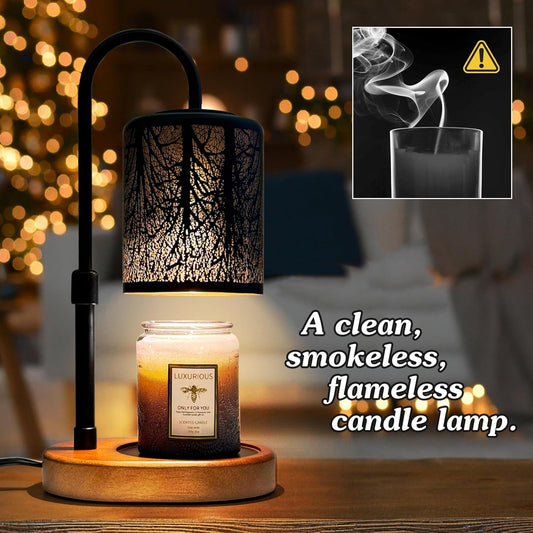 Candles Warmer Lamp with Timer and Dimmer, Home Bedroom Decor, Electric Adjustable Candle Wax Warmer Melter, Vintage Decor Birthday Monther Day Gifts,2 Bulbs,Black