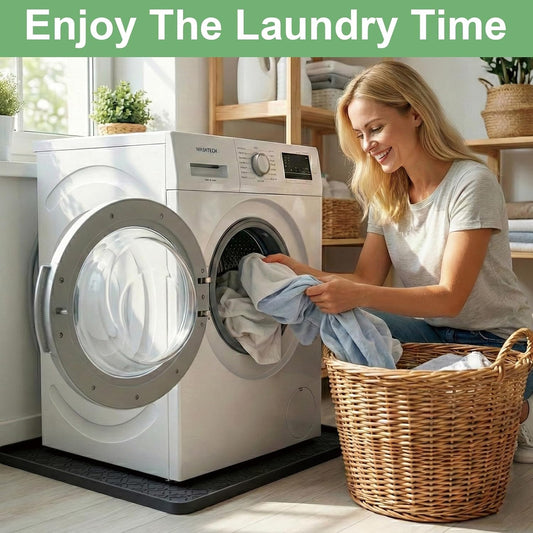 33 x 31 Inch Washing Machine Drain Pan, Silicone Washer Pan, Grey | 2cm Raised Waterproof Edge, Washer and Dryer Mat for Floor Protection, Fits Standard & Large Washers Up to 5.0 Cu.Ft.