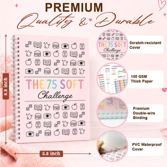 75 Soft Challenge Journal for Women A5 Spiral 106-Page Full-Color