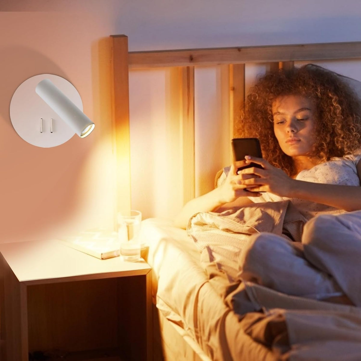 ZEROUNO Hardwired Sconces Wall Mounted Reading Lights with Switch LED Wall Lighting for Bedroom Bedside Lamps (Black)