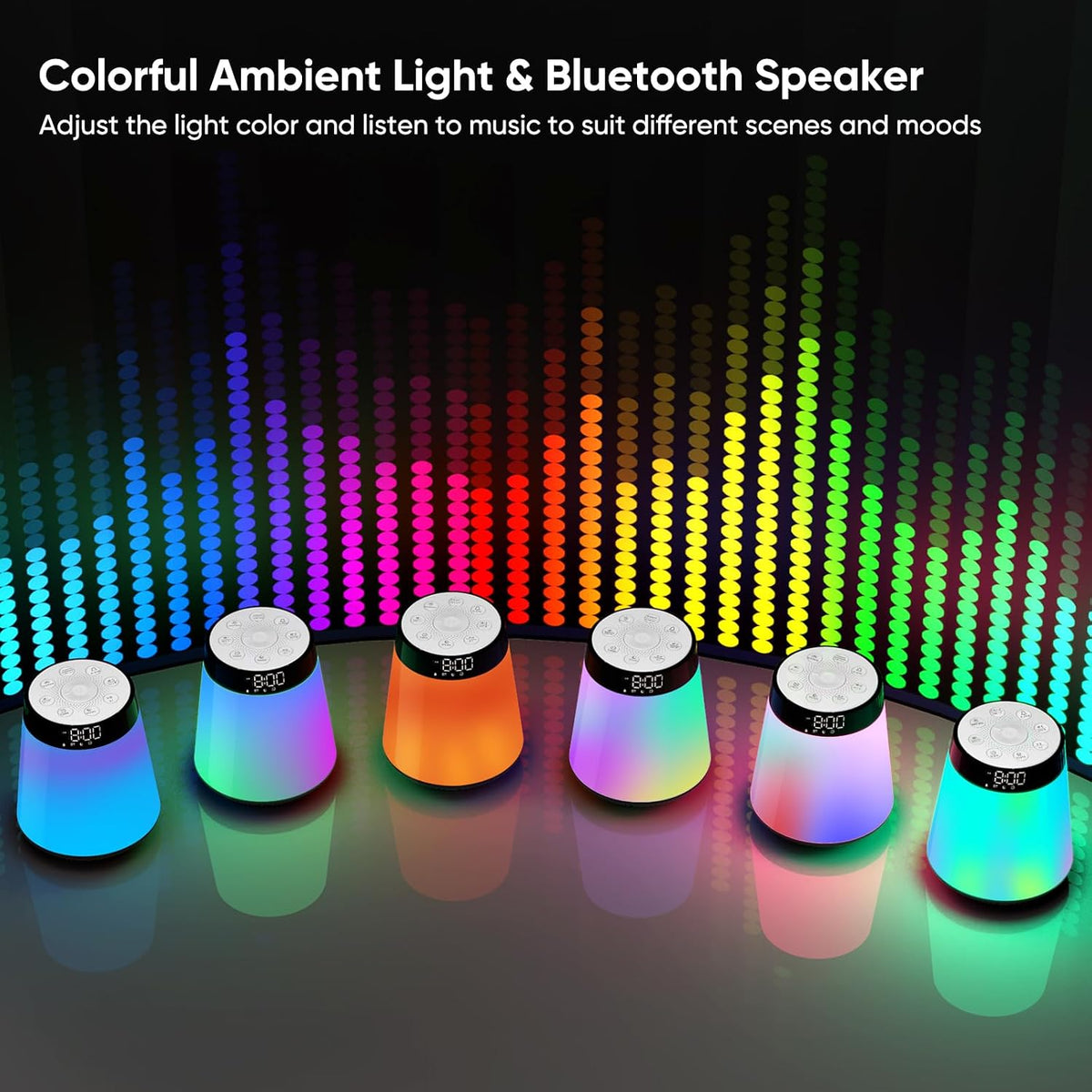 Sunrise Alarm Clock with Wake Up Light & White Noise Machine - 21 Soothing Sounds, 12 Color Dimmable Night Lights, Bluetooth Speaker, Digital Clock for Heavy Sleepers Adults/Kids