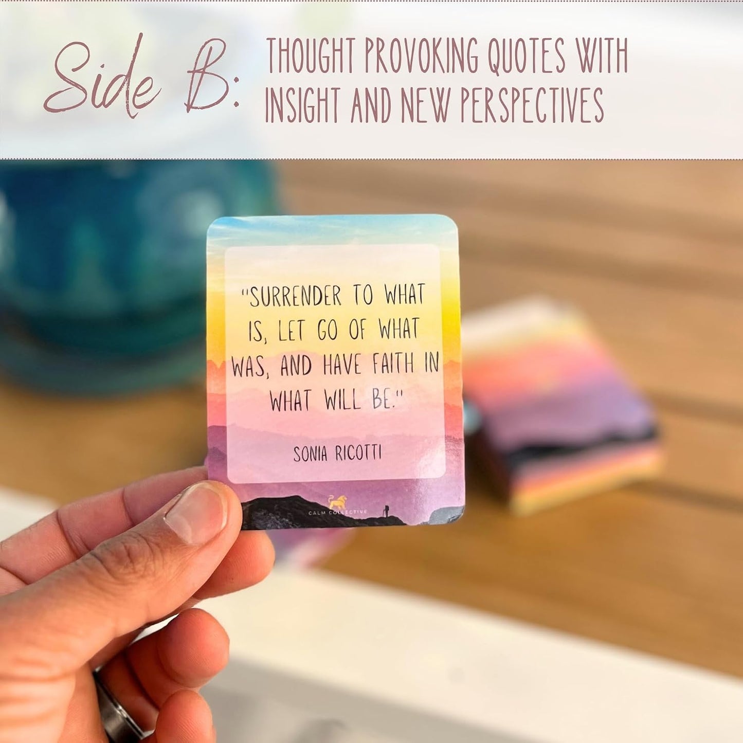 Calm Collective Cat Breathing Trainer Light & 52 CBT Journal Cards for Emotional Management and Daily Focus