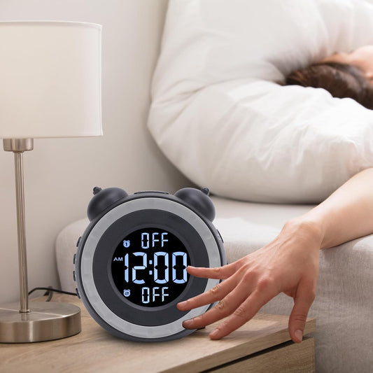 Asixxsix Alarm Clock with Bed Shaker, Adjustable Volume Vibrating Alarm Clock for Heavy Sleepers, Bed Shaking Alarm Clock with Corded Vibrator, Bedside Clock for Bedrooms, Adult,