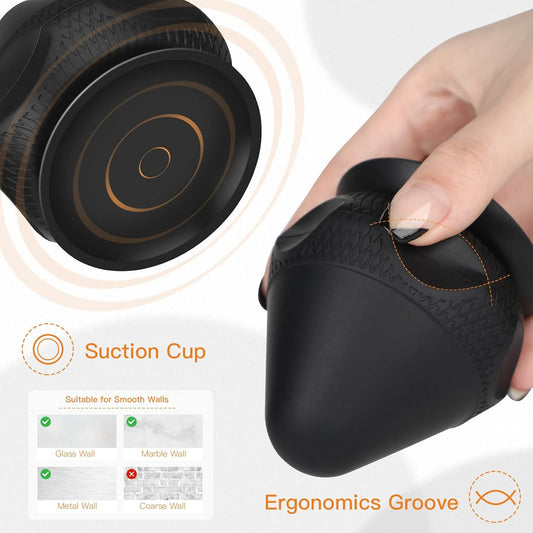 Mountable Massage Ball with Suction Cup, Manual Back Massager Kit for Myofascial Release and Muscle Knot Remover Black