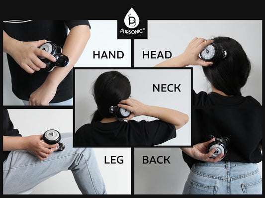 PURSONIC Handheld Sport Massager Mini Portable for Hand, Head, Neck, Back, Legs & Arms Pain Relief Easy Grip Handle, 3 Vibrating Massage Modes (White)