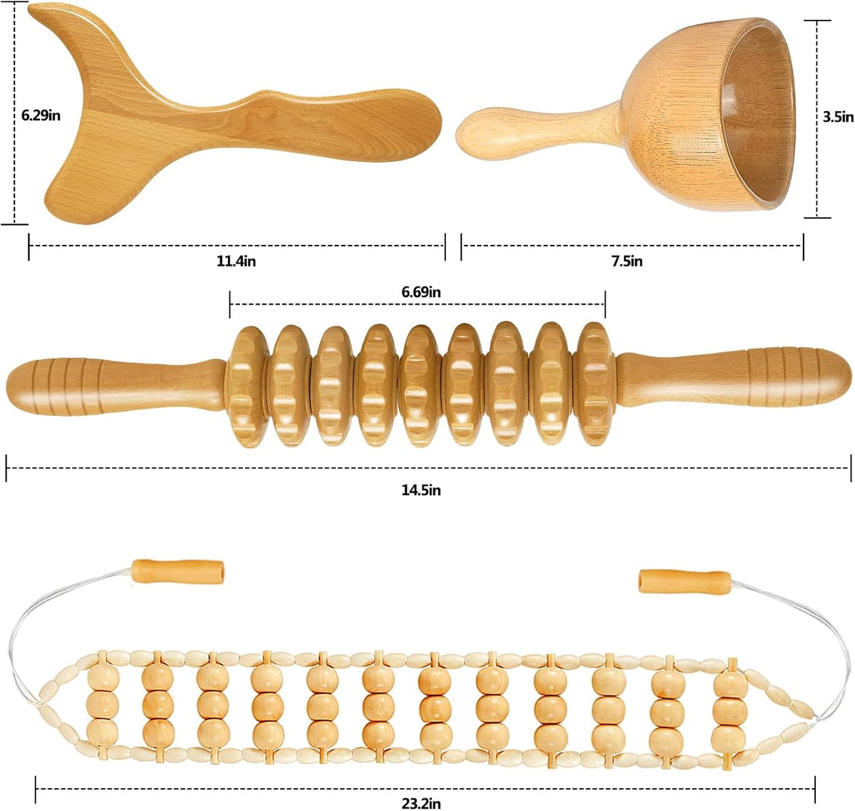 AICNLY 4 Pcs Wood Therapy Massage Tools for Body Shaping, Maderoterapia kit