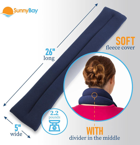 SunnyBay Microwave Heating Pad, 26" Long Microwavable Neck Wrap & Heat Pack for Moist Hot Therapy, Heated Neck Warmer for Neck, Shoulder & Back Pain Relief, Flaxseed Filling, 26x6, Navy Blue