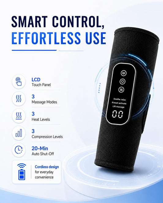 RIGHTMELL Cordless Leg Massager with Heat, Compression Calf Massager, Pair | Rechargeable Calf Wraps With 3 Modes, 3 Intensities, Adjustable Heat for Home and Office Use