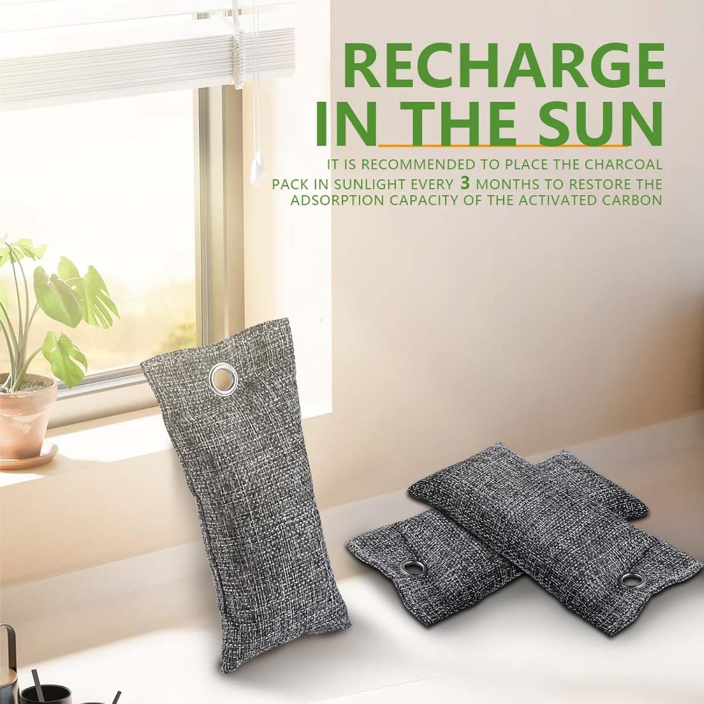 4 Pack Activated Charcoal Odor Absorber, Bamboo Charcoal Air Purifying Bags Odor Eliminator Air Freshener Deodorizer for Shoe, Closet, Car, Basement