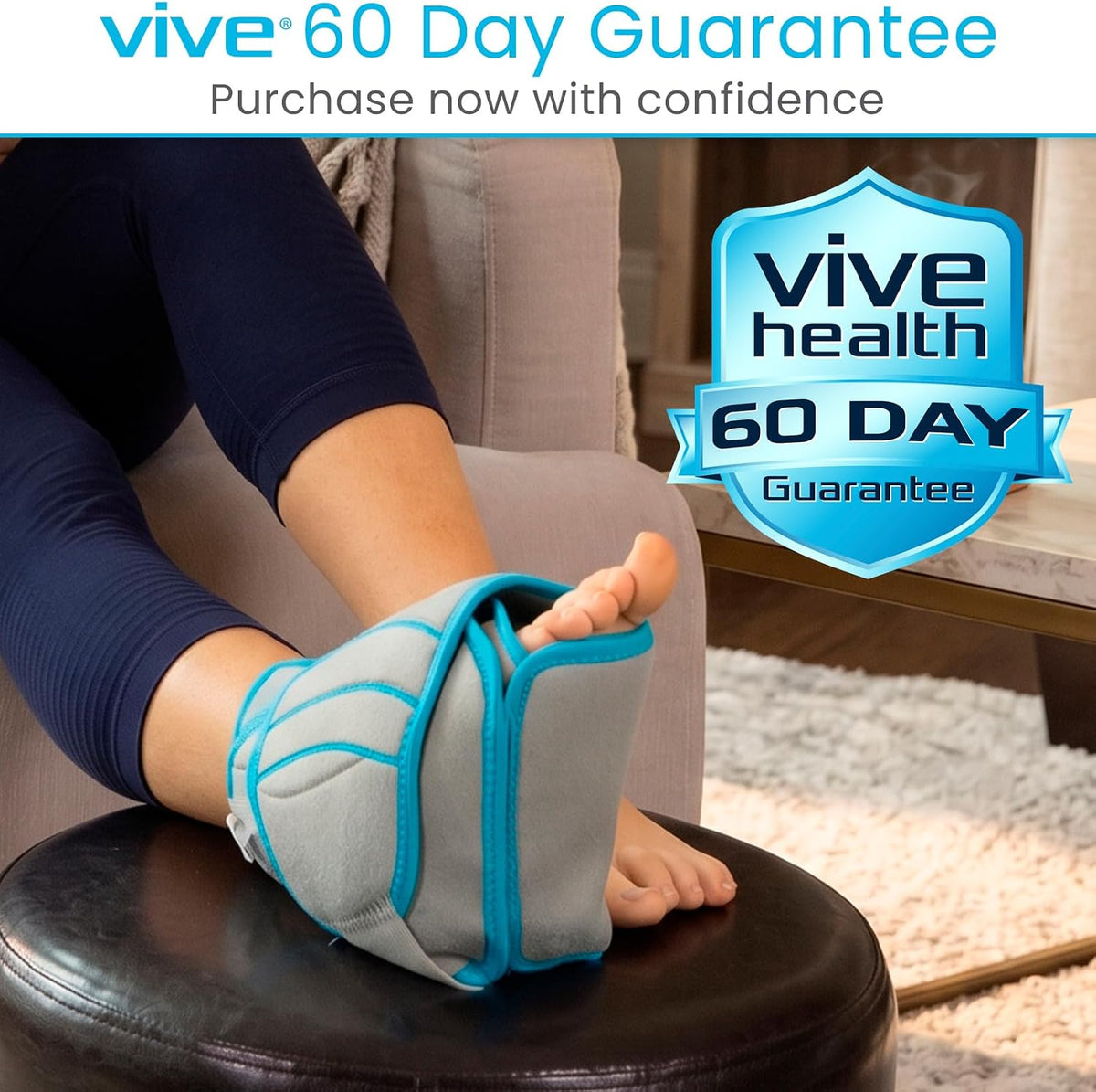 Vive Compression Ankle Ice Pack Wrap for Foot Pain Relief - Soft Cold Brace for Recovering Injuries - Support for Swelling, Sprains, & Fractures - Filled with Reusable Gel, Fits Small & Large Feet
