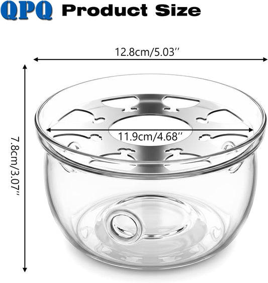 Glass Teapot Warmer 5", Borosilicate, for 600-1800ml, Candle Not Included | Handcrafted Lead-Free Glass, Heatproof Tealight Warmer – Fits Most Standard Teapots