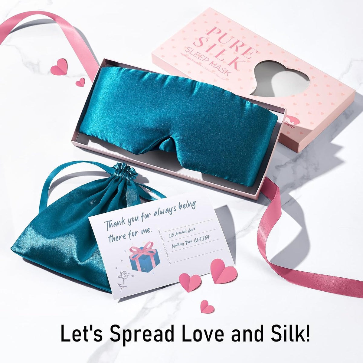 LitBear Silk Sleep Mask for Side Sleeper, Eye Mask Sleeping for Women Men