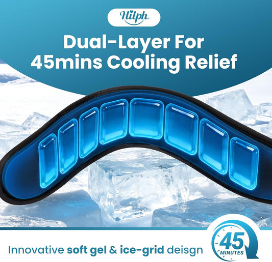 Hilph Neck Ice Pack Wrap, 45-Min Cold Therapy Ice Collar for Tonsillectomy | Long-lasting Ice Grid Gel, Reusable Flexible Ice Pack for Neck Throat Cervical Thyroid Pain, Surgery Recovery, Swelling, Pink
