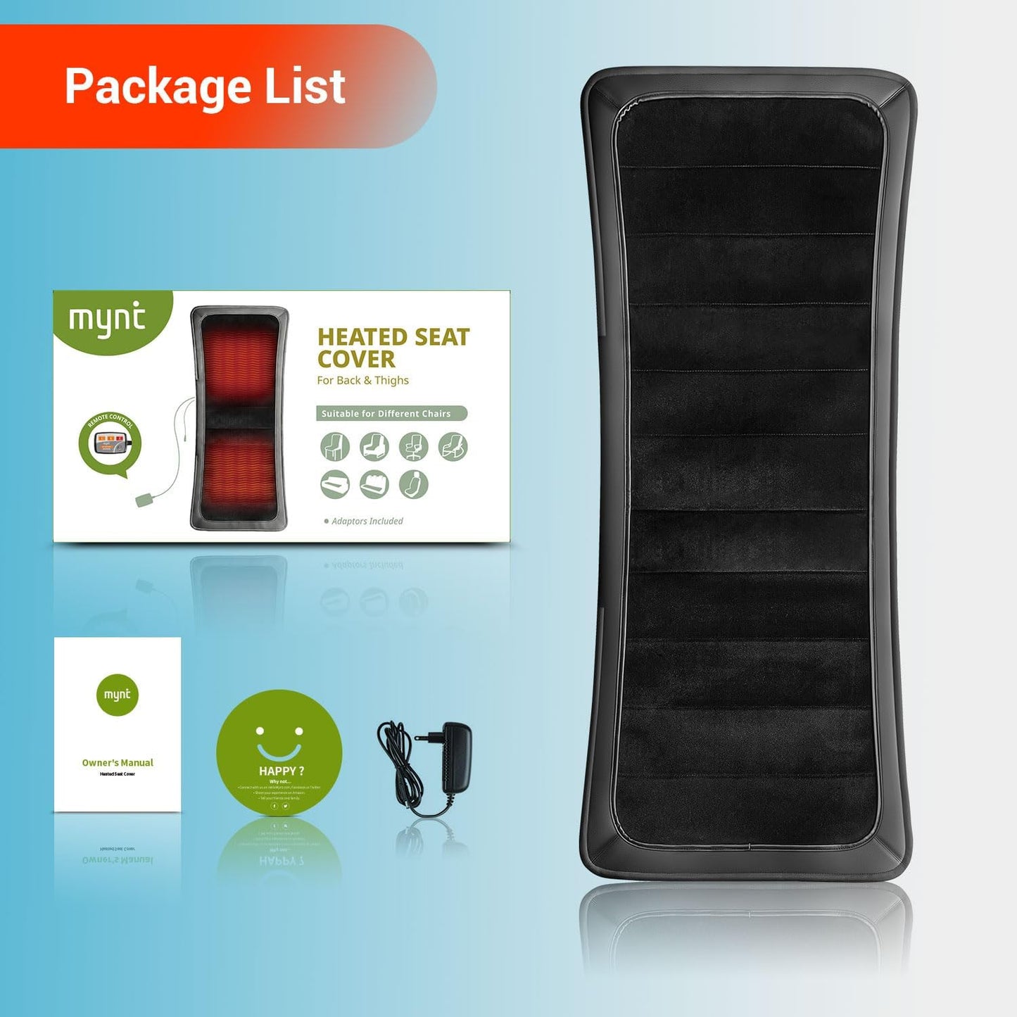 Longer Heated Seat Cover, Heating Pad for Chairs | Home/Office Seat Cushion with Fast Heat to Promote Blood Circulation & Relieve Fatigue, A Warm Gift, Black