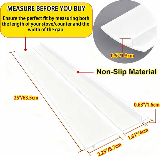 2 Pack Flexible Kitchen Stove Gap Covers, Silicone Gap Fillers(White,25in)
