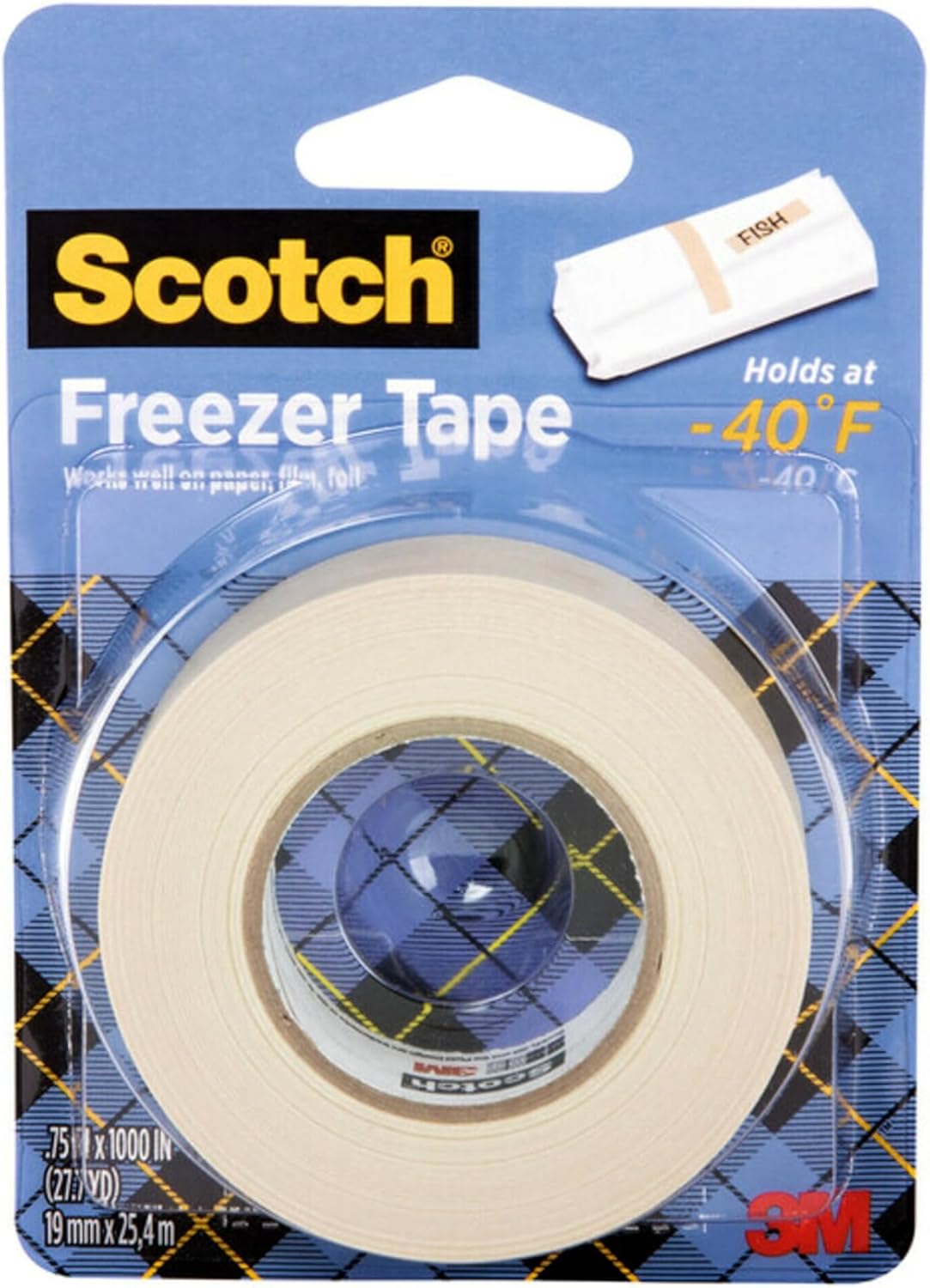Scotch Freezer Tape, 0.75 in x 1000 in, Writable Surface, Easy Tear, Temperature Resistant, Ideal for Labeling Freezer Bags and Containers