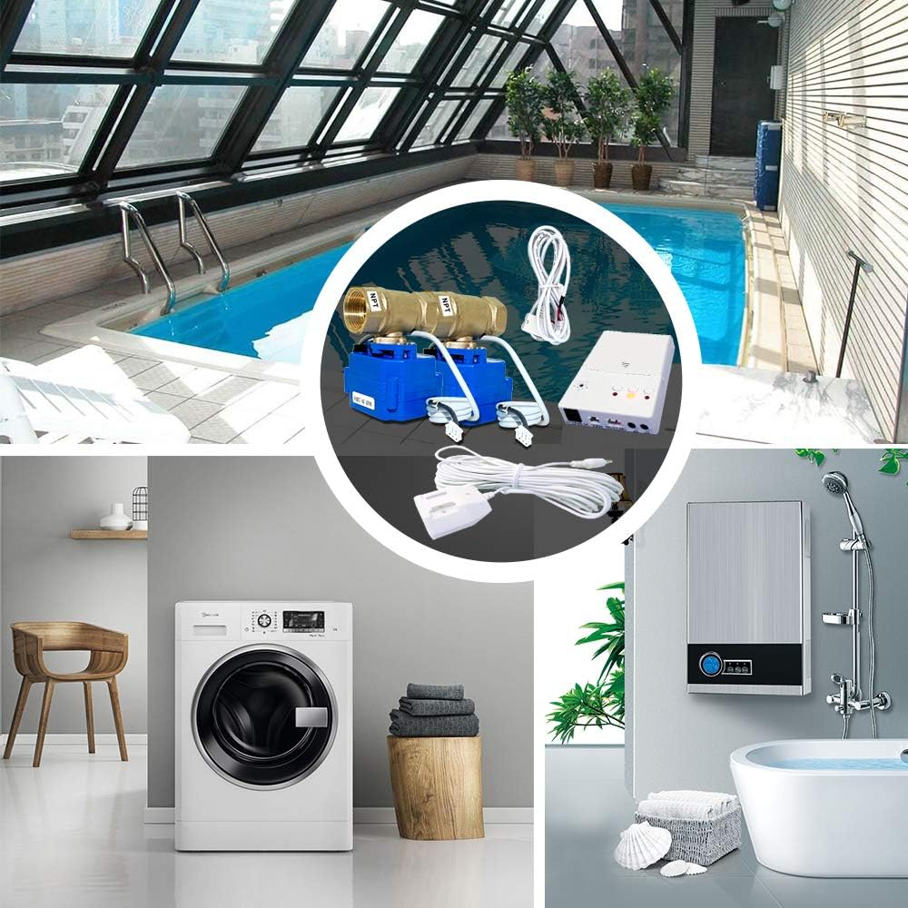 E-SDS Automatic Water Leak Detector with Shutoff Valve, Sounds Alarm | Water Leak Shut Off Valve System for Pipes 3/4 NPT, Flood Prevention for Laundry,Water Heaters and More